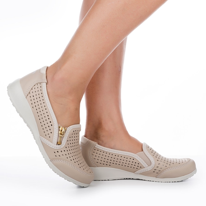 Slip on couro kolosh hot sale furinhos com zíper lateral feminino