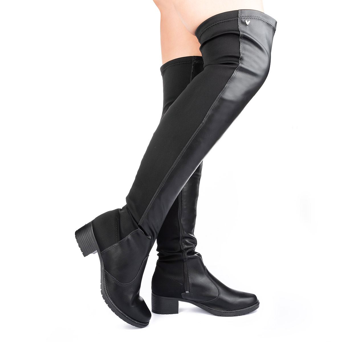 Bota preta hot sale over the knee