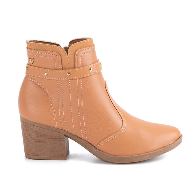 Bota cano curto hot sale caramelo salto baixo